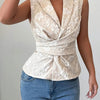 Tie Waist Wrap Tank Top Beige Pretty Picks