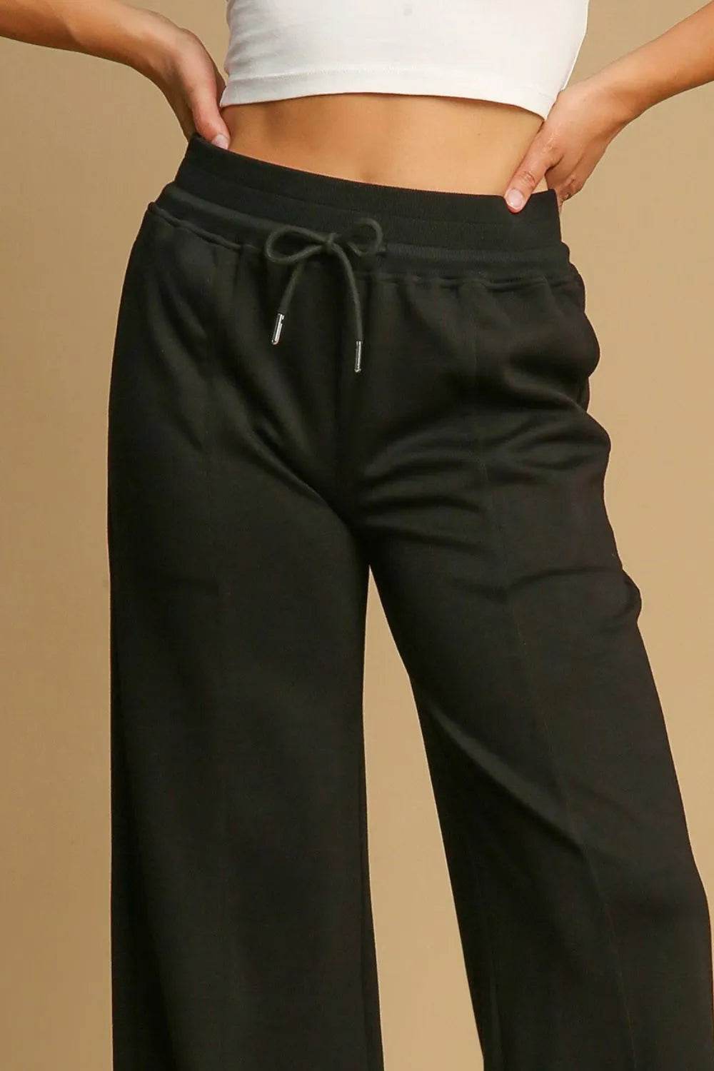 Umgee Drawstring Wide Leg Pants with Pockets Pretty Picks