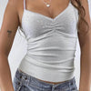 Sequin Lace Detail Cami Top Light Gray Pretty Picks