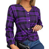 Women's Creative Plaid Casual Loose Shirt Purple Pretty Picks