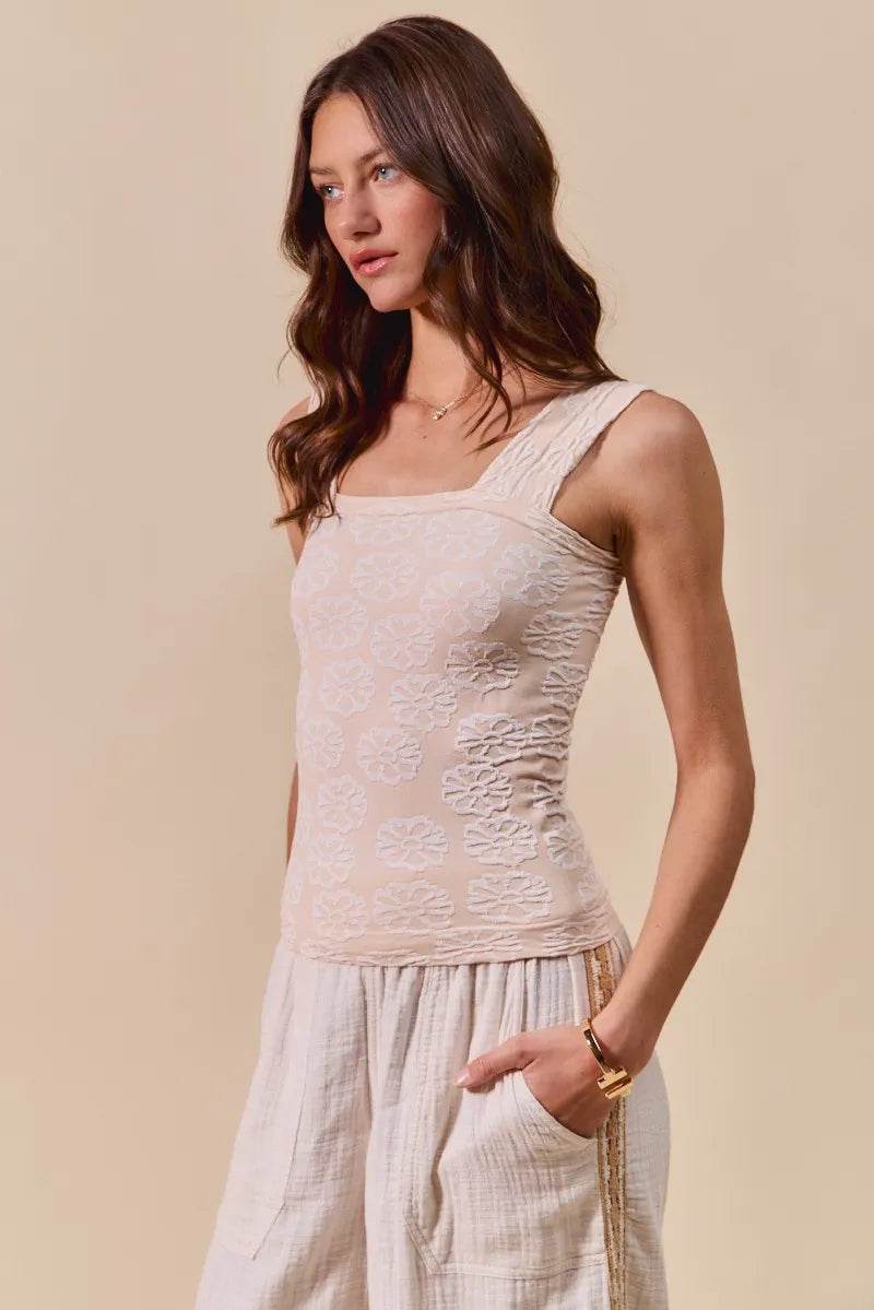 SO ME Two Tone Floral Seamless Tank Top Pretty Picks