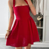 Halter Neck Summer Mini Dress Deep Red Pretty Picks