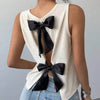 Bow Back Ribbed Tank Top Beige Pretty Picks