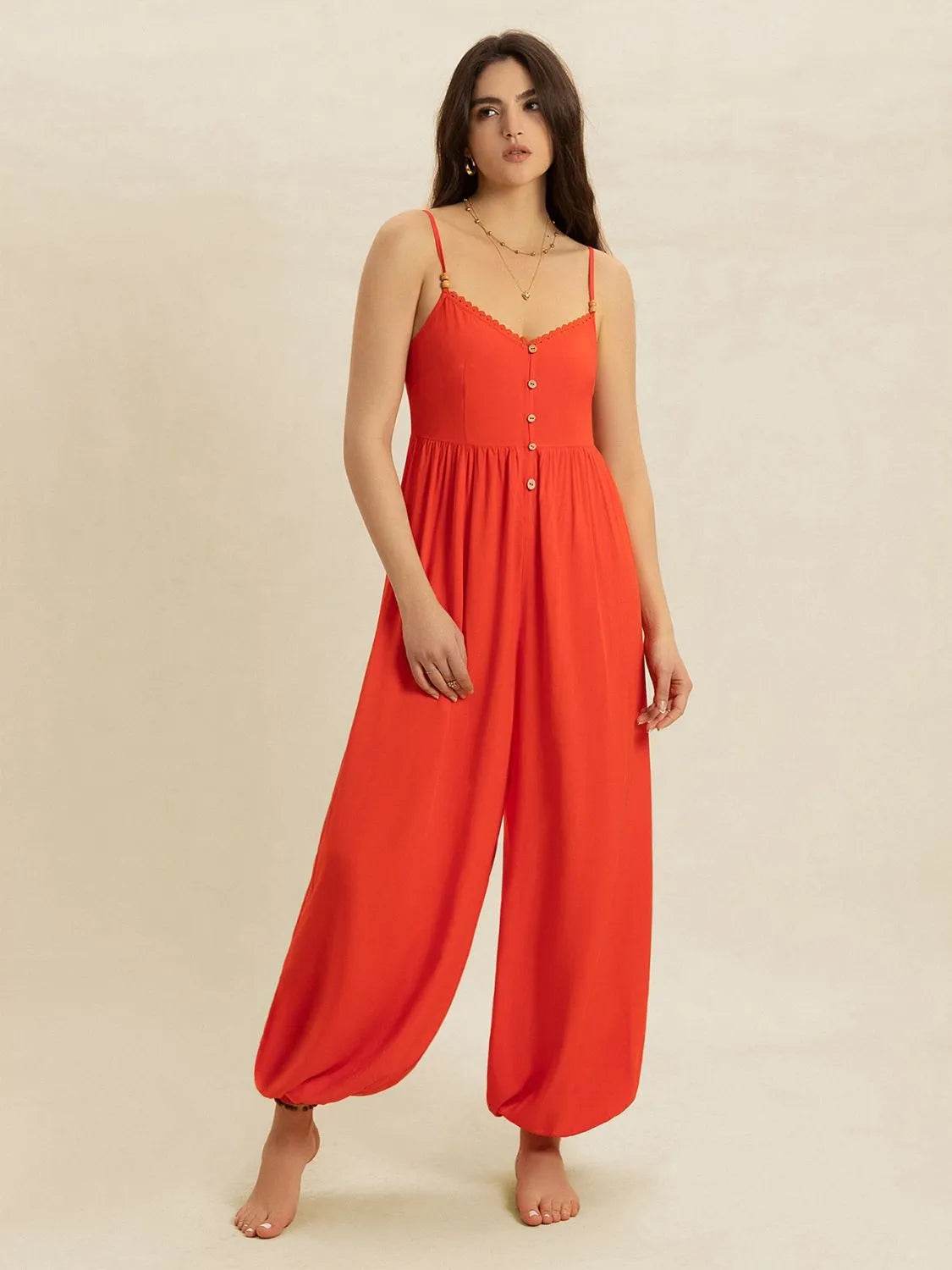 V-Neck Spaghetti Strap Jumpsuit Pretty Picks