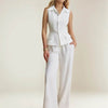 Button Up Vest and Pants Suit Set White Pretty Picks