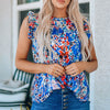 Abstract Print Ruffle Shoulder Top Multi Pretty Picks