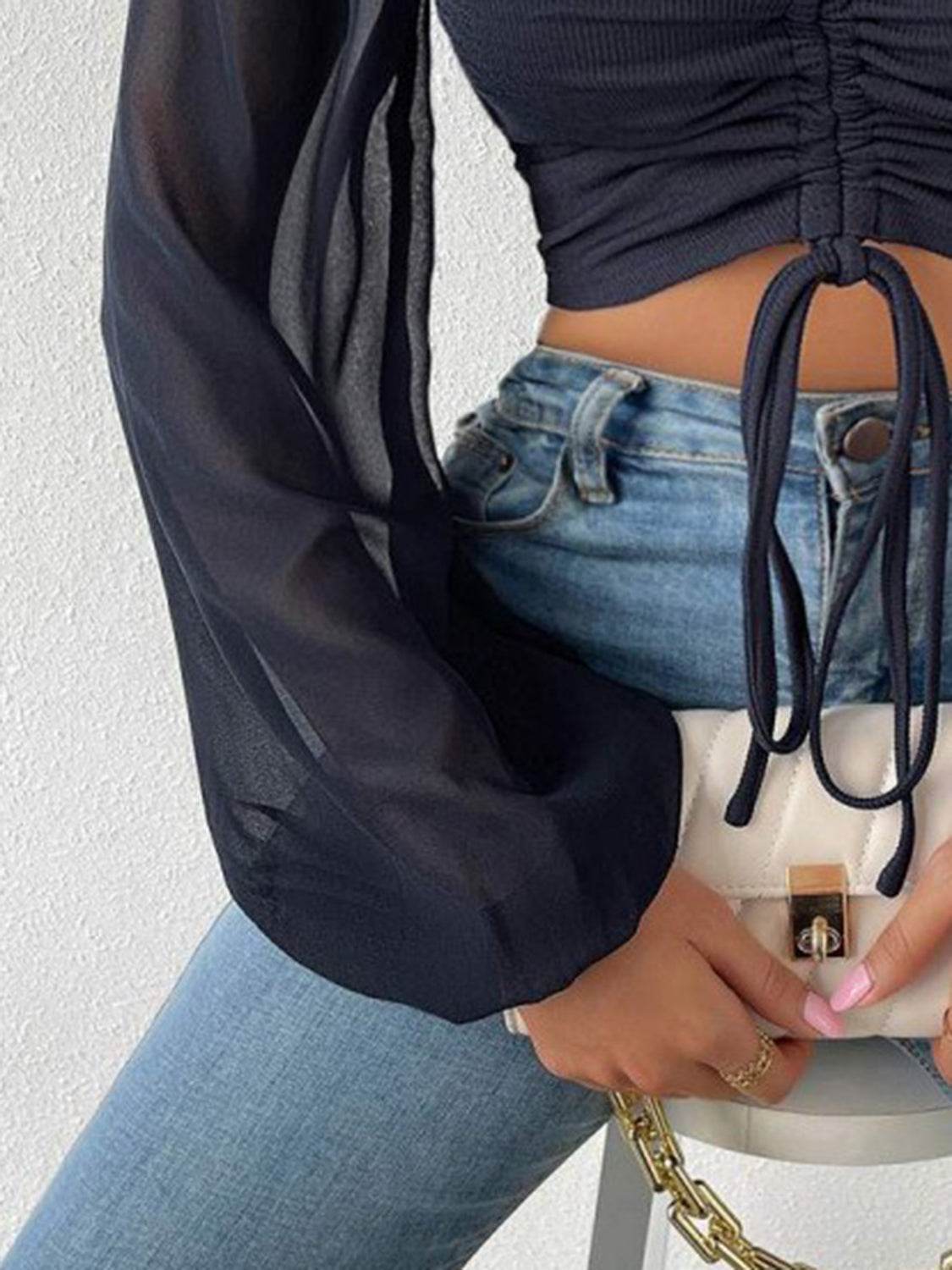 Drawstring Sweetheart Neck Cropped Top Pretty Picks