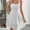 Halter Neck Summer Mini Dress White Pretty Picks