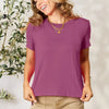 Basic Bae Plus Size Round Neck Short Sleeve T-Shirt for Women | Comfortable & Stylish Purple Pretty Picks