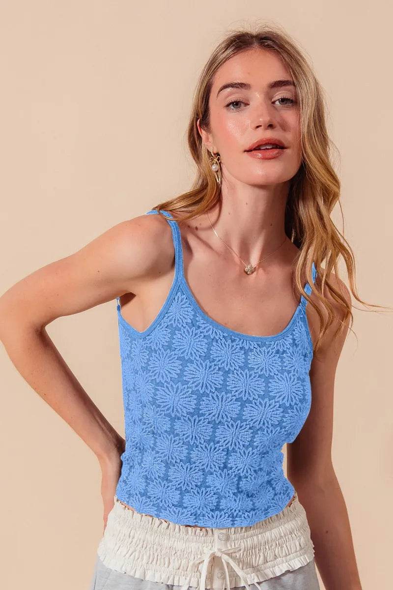 SO ME Two Tone Floral Seamless Tank Top 2TONE DENIM Pretty Picks