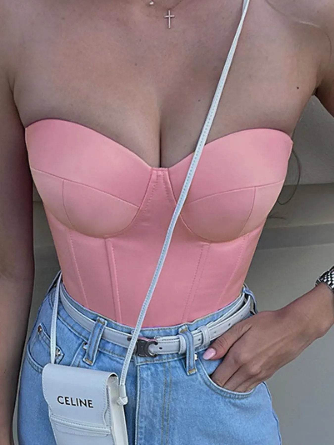 Sweetheart Neck Tube Top Pink Pretty Picks