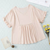 V-Neck Flounce Sleeve Babydoll Blouse Light Apricot Pretty Picks