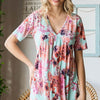 Heimish Full Size Floral V-Neck Short Sleeve Babydoll Blouse MINT Pretty Picks