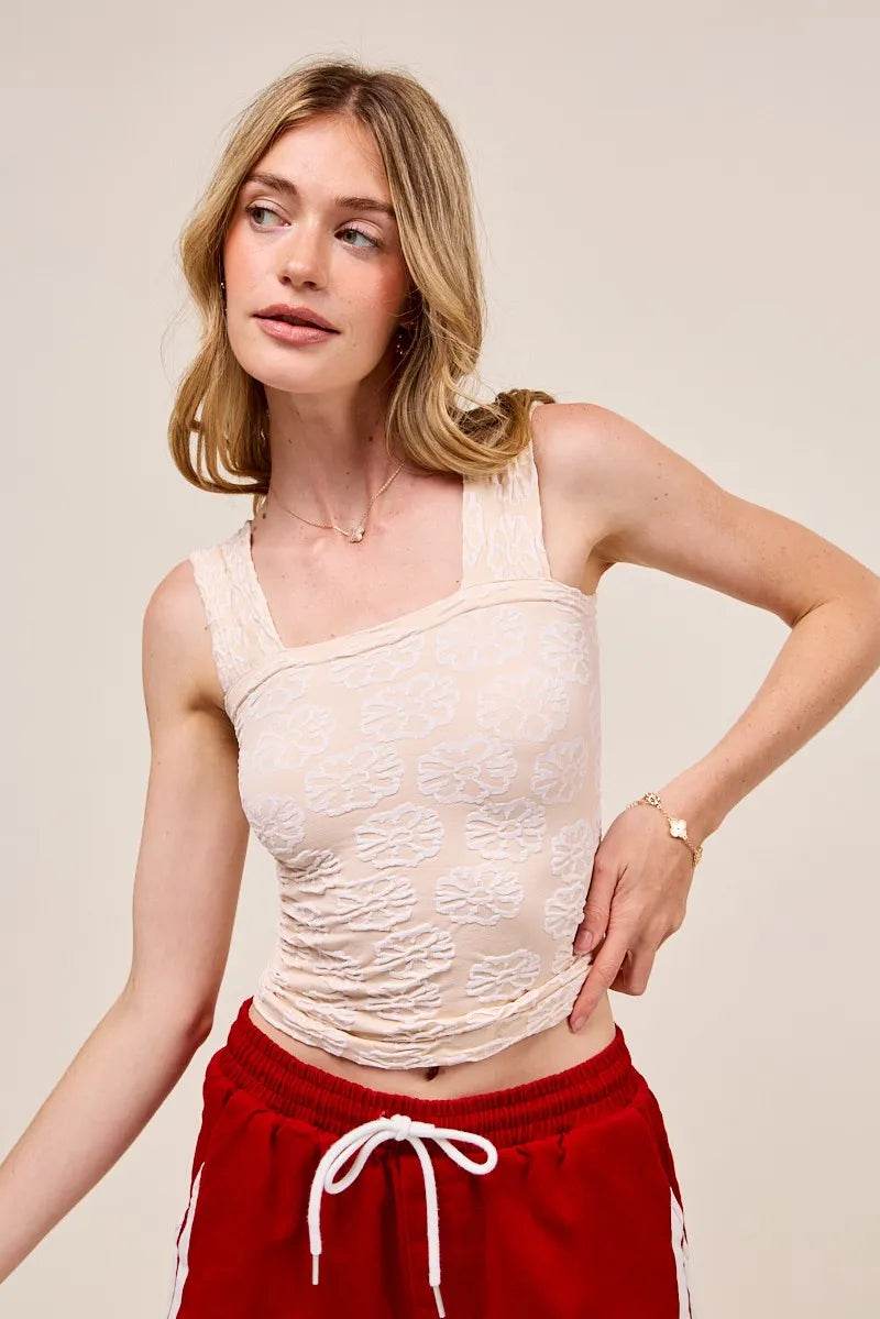 SO ME Two Tone Floral Seamless Tank Top Pretty Picks