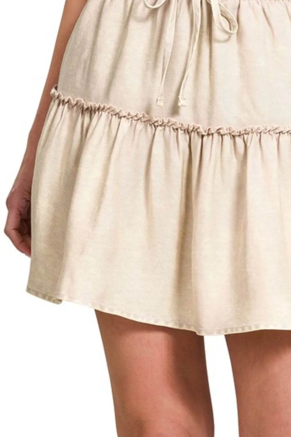 Zenana Tencel Washed Tiered Mini Skirts Pretty Picks