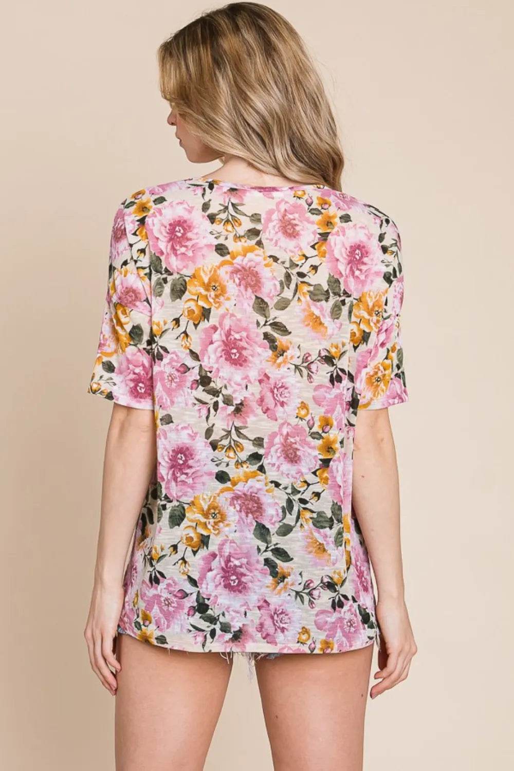 BOMBOM Floral Round Neck T-Shirt Pretty Picks