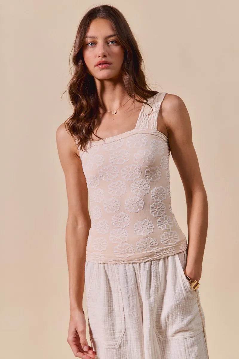 SO ME Two Tone Floral Seamless Tank Top Pretty Picks