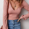 V-Neck Long Sleeve Bodysuit Dusty Pink Pretty Picks