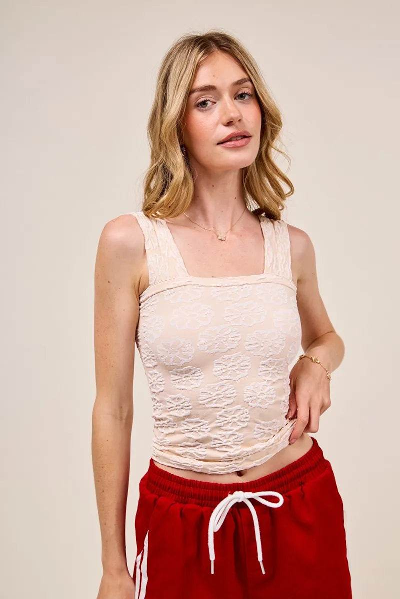 SO ME Two Tone Floral Seamless Tank Top Pretty Picks