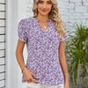 Mandy Floral Notched Neck Blouse Purple Pretty Picks