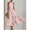 Women's Boho Halter Dress – Flowy Floral Summer Sundress Light Pink Pretty Picks