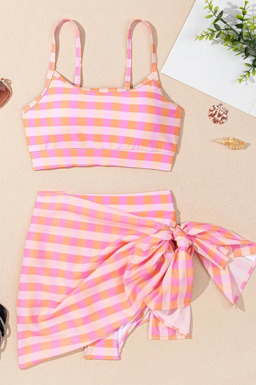 Plaid Print High Waist Bikini Set Pretty Picks