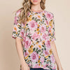 BOMBOM Floral Round Neck T-Shirt Sand Pretty Picks
