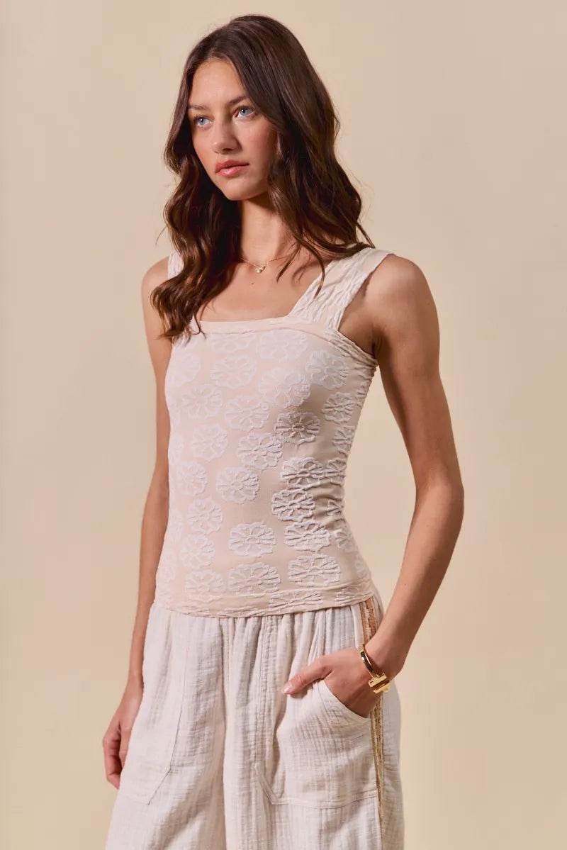 SO ME Two Tone Floral Seamless Tank Top Pretty Picks