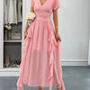 V-Neck Flutter Sleeve Dress Pink Pretty Picks