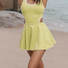 Wide Strap Active Dress with Unitard Liner Yellow-Green Pretty Picks