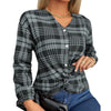 Women's Creative Plaid Casual Loose Shirt Gray Pretty Picks