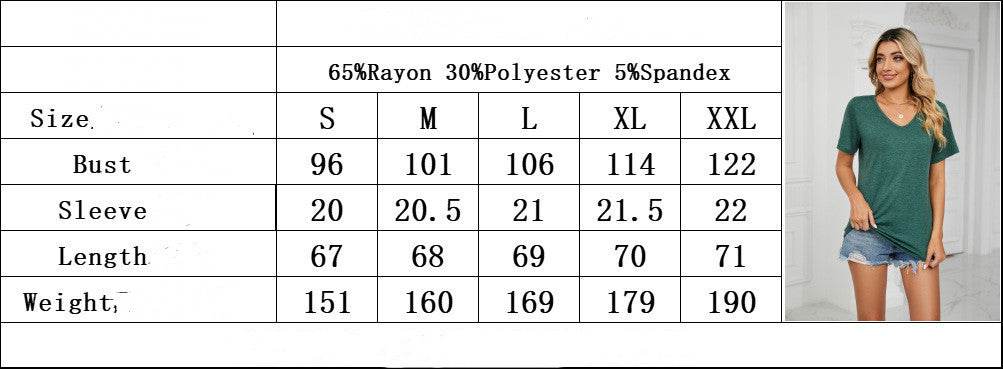 Spring Summer New Short Sleeves V-neck Loose-fitting T-shirt for Womens Pretty Picks