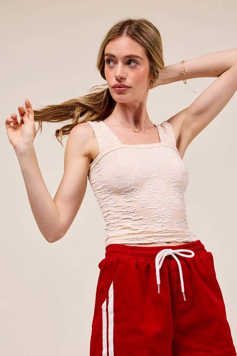 SO ME Two Tone Floral Seamless Tank Top Pretty Picks