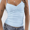 Sequin Lace Detail Cami Top Light Blue Pretty Picks
