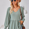 V-Neck Lantern Sleeve Blouse Sage Pretty Picks