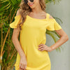 Cold-Shoulder Mini Dress Yellow Pretty Picks