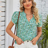 Mandy Floral Notched Neck Blouse Light Green Pretty Picks